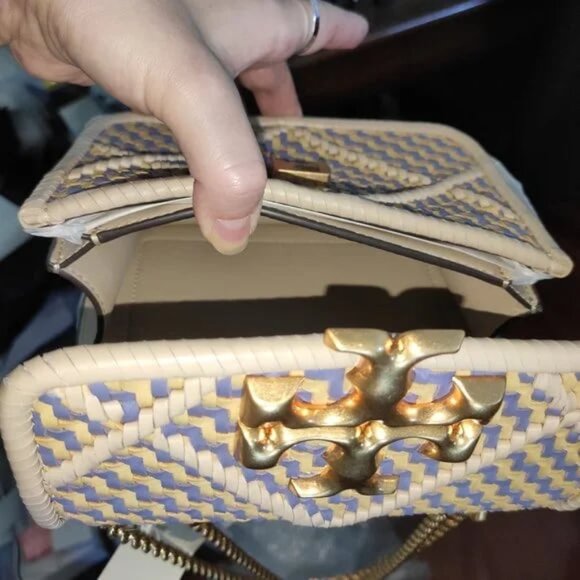 TORY BURCH Small Eleanor Diamond Woven Braided Leather Shoulder Bag - Picture 9 of 17